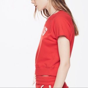 MOTHER Tops - Mother Red Raw Sleeve Square Sports MOTHER Tops - Mother Red Raw Sleeve Square Sports